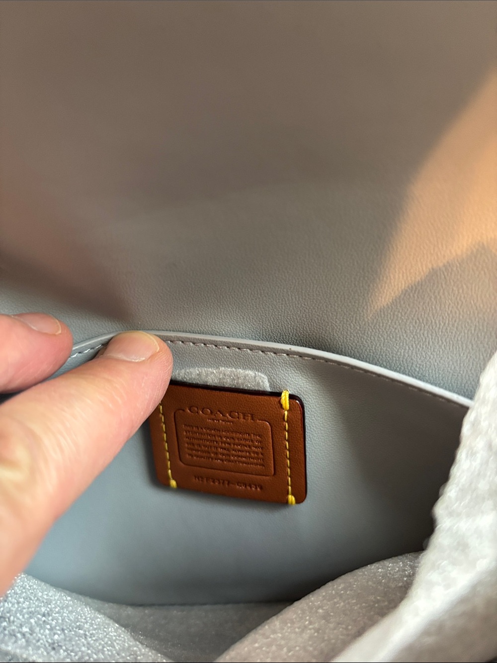 Coach Light Gray Pebbled Leather Crossbody with Silver 'C' Hardware - Picture 9 of 11